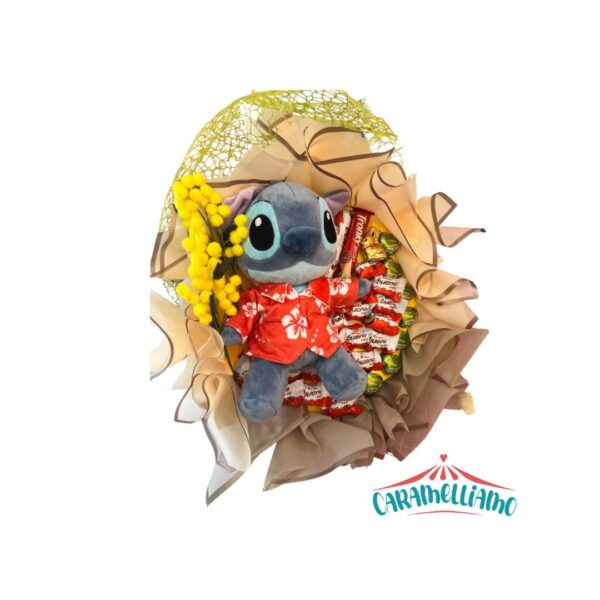 Bouquet Stitch Hawaiano con cioccolatini e peluche originale Disney, edizione Festa della Donna